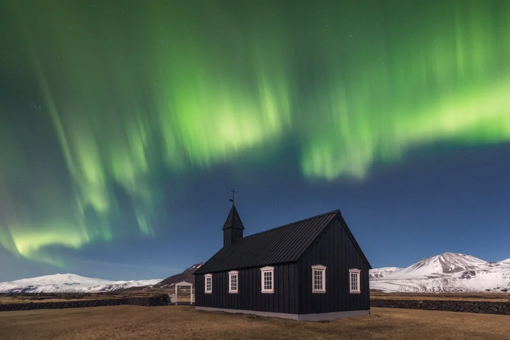 Iceland Photo Tours - Aurora over Budir Black Church
