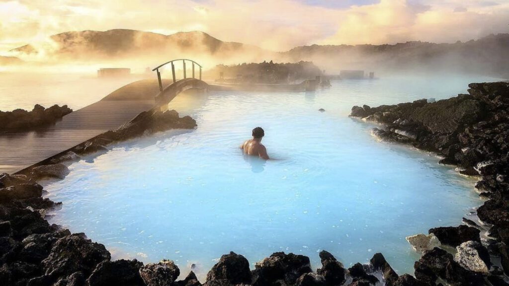 Golden Hour in the Blue Lagoon in Iceland